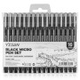 YISAN Feutres Dessin, Stylos Micro, 16 Stylos à encre Fineliner,Stylo Noir Pointe Fine, Stylo de Dessin Noir,Professionnel Artis