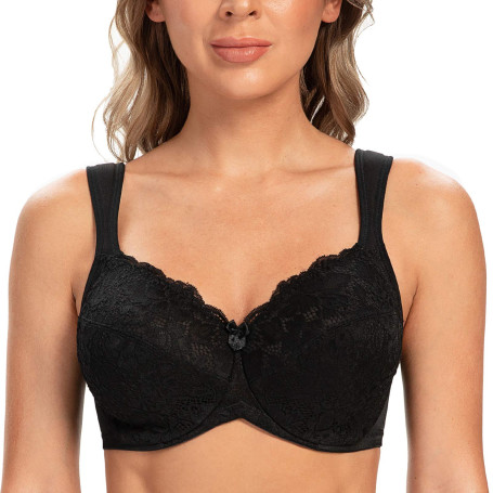 CASOLACE Soutien-Gorge Femme Grande Taille avec Armatures Minimiseur Sexy Dentelle
