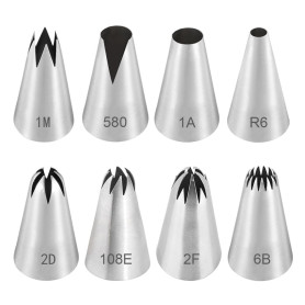 HIOQFR 8pcs Grosse Douille Patisserie Professionnelle Cupcake Douille Cannelée Grandes Douilles à Pâtisserie Embouts de Glaçage 