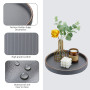 KINGFOM Plateau de Service, Grand Rond Plateau Decoratif en Cuir, Decoration Table, 30 cm (Gris)