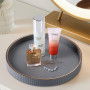 KINGFOM Plateau de Service, Grand Rond Plateau Decoratif en Cuir, Decoration Table, 30 cm (Gris)