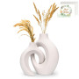 TAVADA Vase Céramique Design, Lot de 2 - Blanc pour Pampa et Fleurs Séchées - Décoration De Table Moderne pour Maison, Fête, Cen