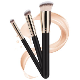 Pinceau Fond De Teint Fluide, 3 Pièces Pinceau Anti Cerne, Pinceaux Maquillages Pour Le Teint, Parfait Pour n'Importe Quel Look,