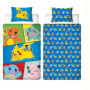 Parure de lit - POKEMON - Pikachu et Starter 1G V - Microfibre - 1 housse de couette 140 x 200 cm + 1 taie 63 x 63 cm