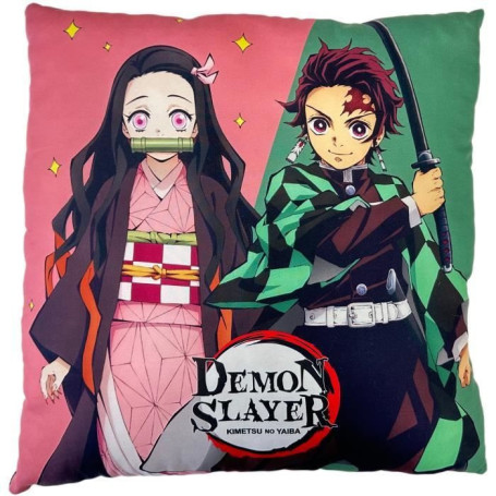 Coussin double face - Carré - DEMON SLAYER - Tanjiro et ses amis - Microfibre - 40 x 40 cm