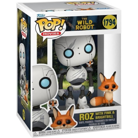 Figurine Funko Pop! - The Wild Robot - Roz avec Joli-Bec & Escobar - Vinyle 10 cm - Détails soignés