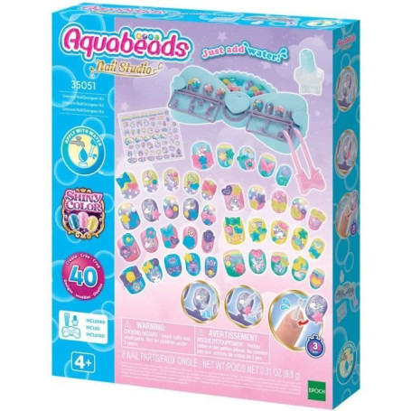 Mon kit de manucure - AQUABEADS - Licorne - 40 ongles - Stickers