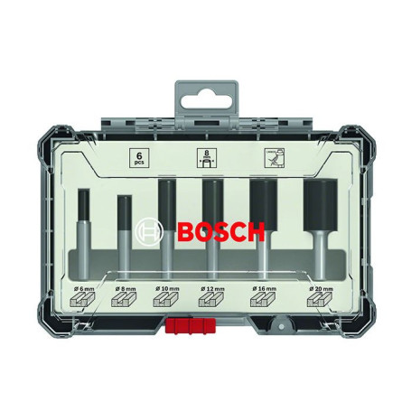 Coffret de fraises - BOSCH PROFESSIONAL - 2607017465 - 6 fraises droites - Ø12/16/20 mm - Queue de 6 mm