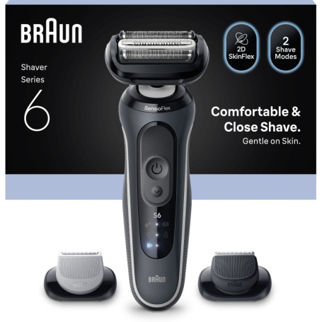 Rasoir électrique BRAUN Series 6 - Noir - Autonomie 60 minutes - Charge rapide 5 minutes