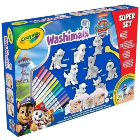 Washimals - Mes animaux a colorier - CRAYOLA - Super Set 8 animaux Pat'Patrouille - Des 3 ans