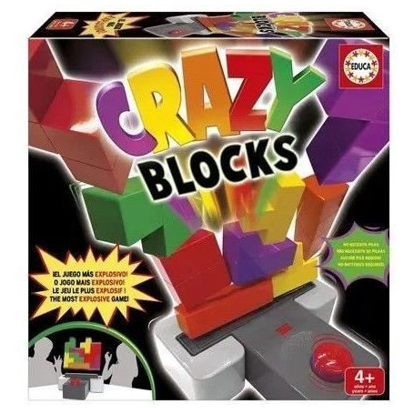 Jeu d'adresse - EDUCA - CRAZY BLOCKS - 15 blocs colorés - a partir de 4 ans - 2 joueurs ou plus