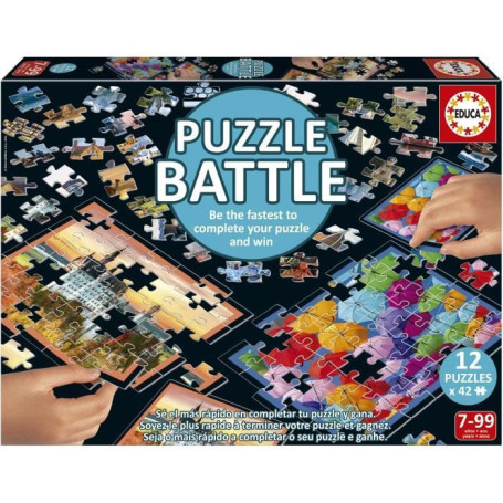 Puzzle - EDUCA - Battle Travel - 12 puzzles - 42 pieces - Theme Voyage et cartes