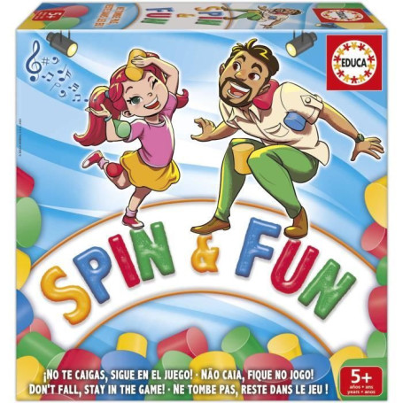 Spin & Fun - Jeu d'équilibre - EDUCA - Teste l'agilité et l'équilibre - 2 a 4 joueurs - Des 5 ans