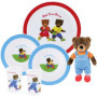 Lot vaisselle - FUN HOUSE - PETIT OURS BRUN - Assiette plate Ø 22 cm, 2 assiettes creuses Ø 16 cm, 2 verres 220 ml et peluche 18