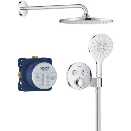 Ensemble de douche encastré - Tous les types de jets - Mitigeur thermostatique - GROHE - 34877000 - Gris