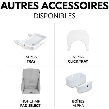 Chaise haute - HAUCK - BETA+ - Evolutive - De 6 mois a 90 kg - Bois FSC - Harnais 5 points - Roulettes - Blanc