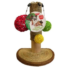 Accessoire rongeur - TYROL - Arbre a lapin - Pommier - 14 x 19 x 26 cm - Bois, jonc de mer, boules vignes, fixation cage