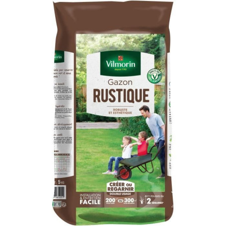 Semences de gazon VILMORIN - Rustique sac de 5KG - Pérenne, dense, robuste et esthétique