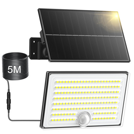 Giliwosy Lampe Solaire Extérieur avec Détecteur de Mouvement, Lumière Solaire Extérieur avec 4 Modes 8500K 1500mAh IP65 Étanche,