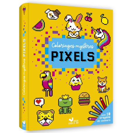 Coloriages mystères pixels avec 10 crayons de couleur