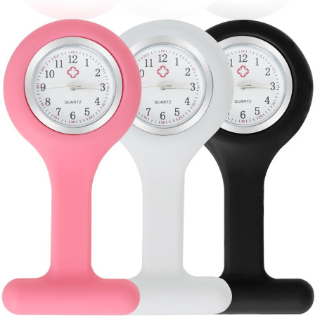 EuAcesry Montre Infirmiere pour Blouse, 3 Pièces Infirmière Montre Broche en Silicone avec Broche Sécurisée, Montres Trotteuse à
