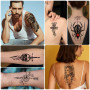 20 Feuilles Tatouage Ephemere Homme, Imperméable Faux Tatouage Autocollant, Réalistes Demi Bras Lion Loup Serpent Rose Joker Crâ