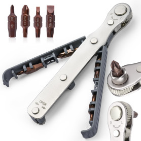 OSDUE Cliquet Tournevis, Tournevis Magnétique Mini Clé à Cliquet 1/4 Entraînement 1/4" à Couple Elevé Mini Décalé Réversible à C