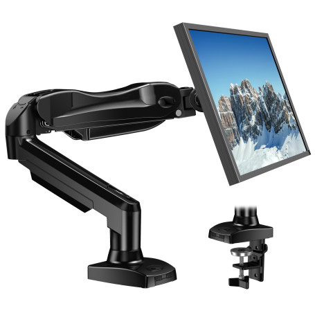 HUANUO Support Ecran PC, Bras pour Écran PC Rotatif à 360° pour Écrans Incurvés de 17 à 30 Pouces, Support de Moniteur à Ressort