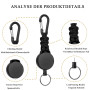 Fhlbestyu 2/4 PCS Porte-clés Extensibles, Porte Badges Mousqueton, Yoyo Enrouleur Rétractable de 60 cm avec Renforcé et Résistan