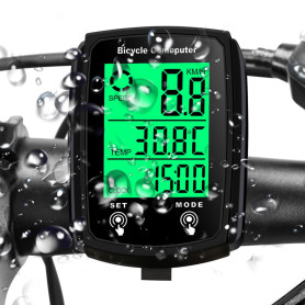 LANAFAY Compteur Velo sans Fil avec 20 Fonctions Étanche, IPX6 Étanche Compteur Kilométrique Vélo avec Écran LCD Rétroéclairé, F