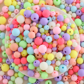 YIEUR Lot de 860 perles multicolores à enfiler - 6/8/10/12 mm - Perles en vrac mates avec trou - Perles décoratives rondes pour 
