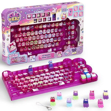 Goliath - CLICKEEZ Keyboard MegaPack - 1 Clavier + 15 Touches Keycaps Cliquables Kawaii + 1 Porte Clés - Keycaps à Clipser - 70 