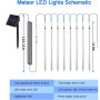 Lumières Solaires de Pluie de Météores, Guirlandes Lumineuses IP65 Imperméable Lumières de Noël avec Tubes de 30 cm, 8 Tubes, To