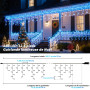PBGMRT Guirlande Lumineuse Exterieur, Rideau Lumineux Noel 10+5m - IP65 Étanchéité, 8 Modes (Bleu-Blanc), Télécommande, Minuteri