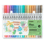 Ohuhu Feutre Coloriage, 36 Couleurs Pastel Feutres Double Pointe Fine et Pinceau pour Mandala Calligraphie Dessin Esquisse Livre