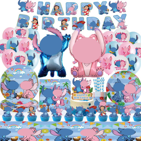 107 Pcs Enfants Anniversaire Vaisselle Kit, Décoration Danniversaire Ballon Vaisselle Garçon Fille Couverts de fête,Décorations 