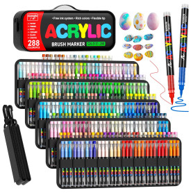 Sanyetral 288 Couleurs Feutre Acrylique, Marqueur Acryliques, Adulte Acrylique Convient pour Bois, Toile,Tissu, Verre, Métal, Pa