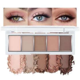 Kinretixia Palette de fards à paupières neutres nude marron, 5 couleurs avec fini mat velouté, fards à paupières taupe nude aux 