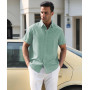 Gavliuu Chemises en Lin pour Homme avec Boutons cachés, Chemise d'été décontractée à Manches Courtes pour Homme