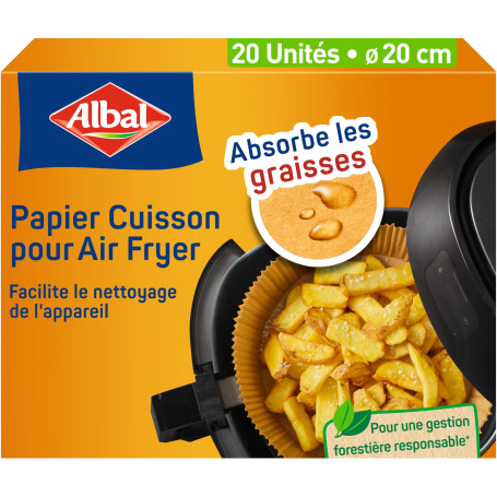 Albal - Papier Cuisson pour Air Fryer - Facilite le nettoyage de l'appareil - Absorbe les graisses - Pour Air Fryers ronds et ca