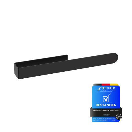 Ibergrif M34454B, Porte Serviette Salle de Bain sans Perçage, Porte-Serviettes Mural en INOX, Adhésif 3M, 37 CM, Noir