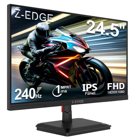 Z-Edge Ecran Gaming 25'' 240 Hz, IPS Panel, FHD 1080P, 1ms MPRT, FreeSync, Moniteur PC Gamer LED 16:9, Inclinaison Réglable, 350