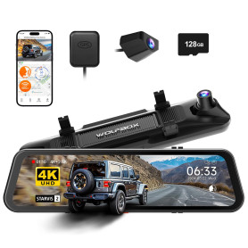WOLFBOX G900 Pro 12" Dashcam Rétroviseur avec STARVIS 2 IMX678, 4K+2.5K retroviseur Interieur Voiture Camera, 5.8GHz WiFi, Carte