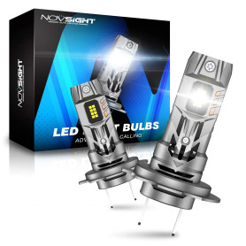 NOVSIGHT Ampoule H7 LED - 30000LM 6500K Blanc Haute Luminosité, 90W Taille 1:1 Phare H7 LED, Ampoule de Phare pour 12V Voiture o