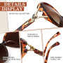Sunier Lunettes de Soleil Femme Polarisées, Lunettes de Soleil Surdimensionnées Mode, Protection UV400