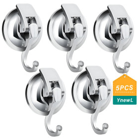 YnewL 5PCS Crochet Adhesif Mural, Crochet Ventouse, Patere Murale sans Percer, Porte Manteau Mural pour Cuisine, Salle de bains,