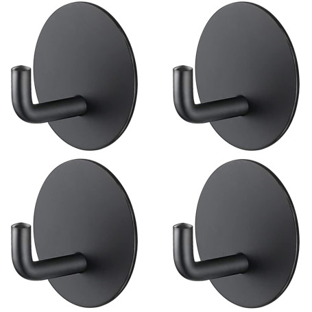 RouMio Crochet Adhésif, 4 Pièces Crochet collant de serviette, antirouille, pas besoin de percer, adapté à une utilisation dans 