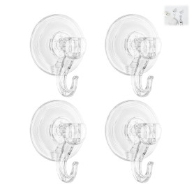 AzureRay Lot de 4 Crochets à Ventouse Extra Solides et Réutilisables, Pour Fenêtre, Verre, Salle de Bain et Cuisine,Transparent