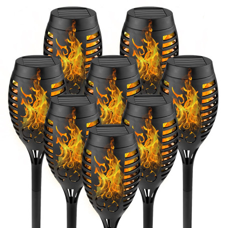 WinGluge Lot de 8 Lumières Flamme Solaire, Lampe Solaire Flamme Étanche IP65, 12 LED Torche Solaire Exterieur, Lampes Solaires d