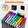 KAEFUYS marker Feutres Alcool Professionnels 80 Couleurs – Twinmarkers Double Pointe pour Coloriage Adulte, Art, Croquis et Écri